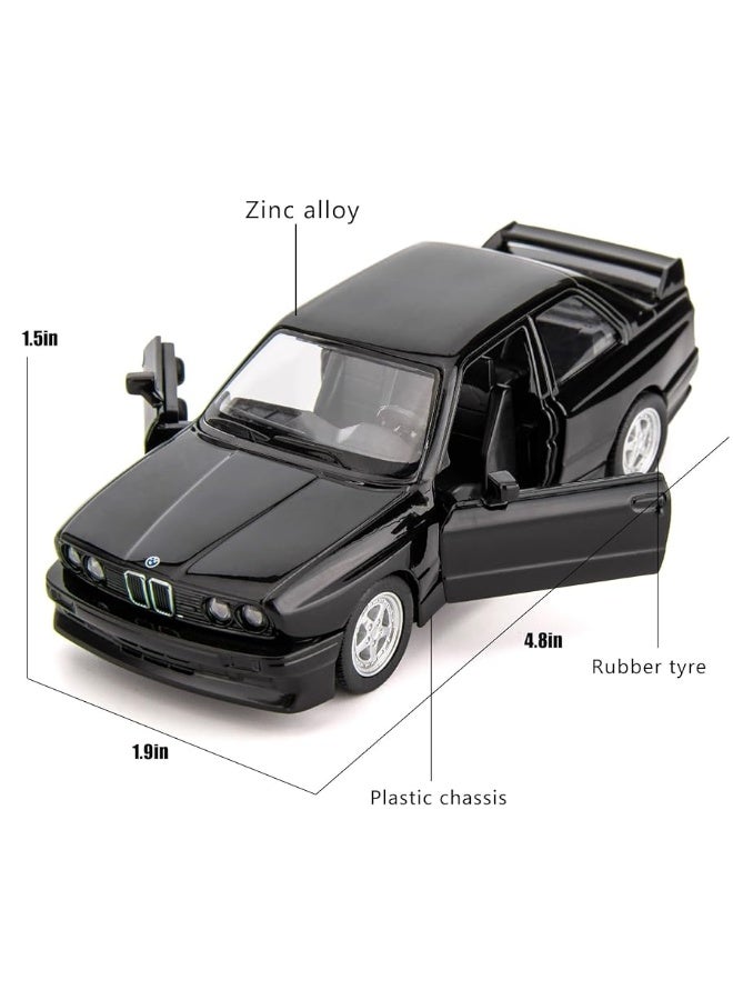 1:36 Compatible for BMW M3 1987 Toy Car, Diecast Pull Back Model Car, Doors Open, Collection Kids Toy for Aged 3 and up, Gift Black