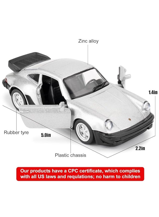 1/36 Porsche 911 Alloy Model Car with Pull Back Function, Toy Car for Collecting and Decorating, Model Toy Car Gifts for Boys and Girls (Silver)