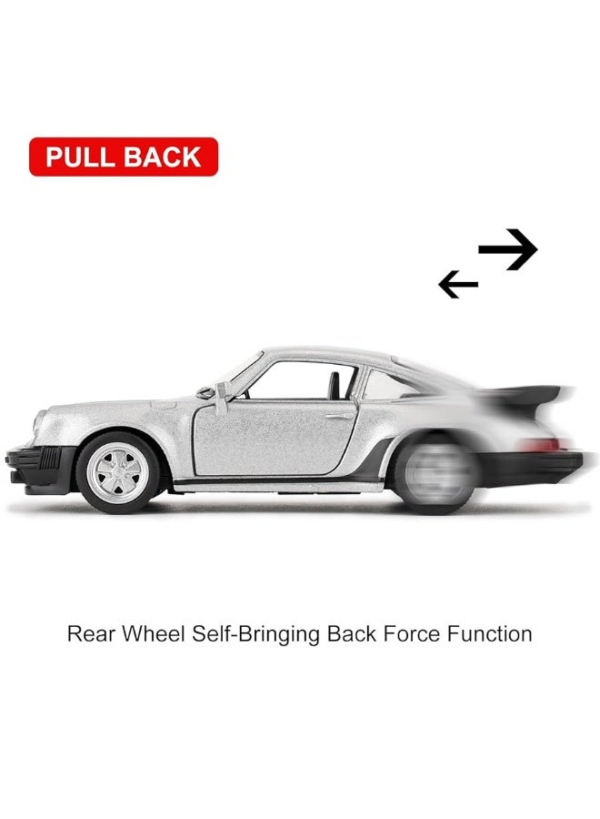 1/36 Porsche 911 Alloy Model Car with Pull Back Function, Toy Car for Collecting and Decorating, Model Toy Car Gifts for Boys and Girls (Silver)