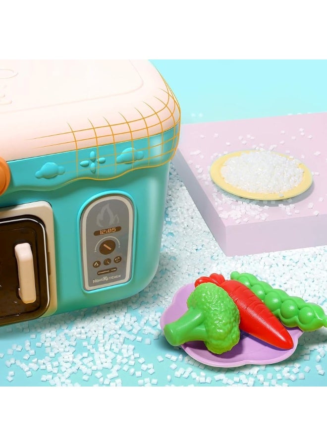 CUTE STONE Kids Picnic & Kitchen Playset,Portable Pinic Basket with Musics & Lights, Color Changing Play Foods, Sink,Pretend Play Oven and Other Accessories Toys for Boys and Girls