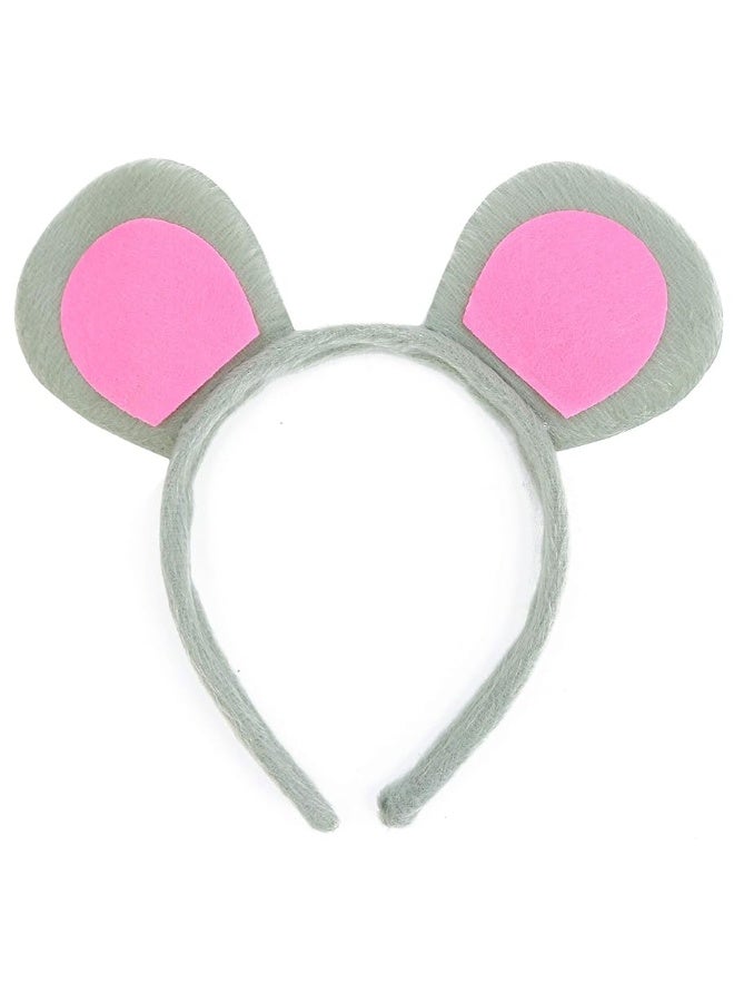 Skeleteen Mouse Costume Accessory Set - Grey and Pink Ears Headband, Bow Tie and Tail Accessories Set for Rat Costume for Toddlers and Kids