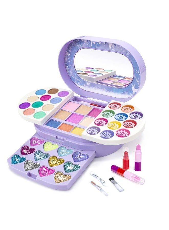 Tomons Kids Washable Makeup Kit, Fold Out Makeup Palette with Mirror, Make Up Toy Gifts for Girls - Safety Tested- Non Toxic