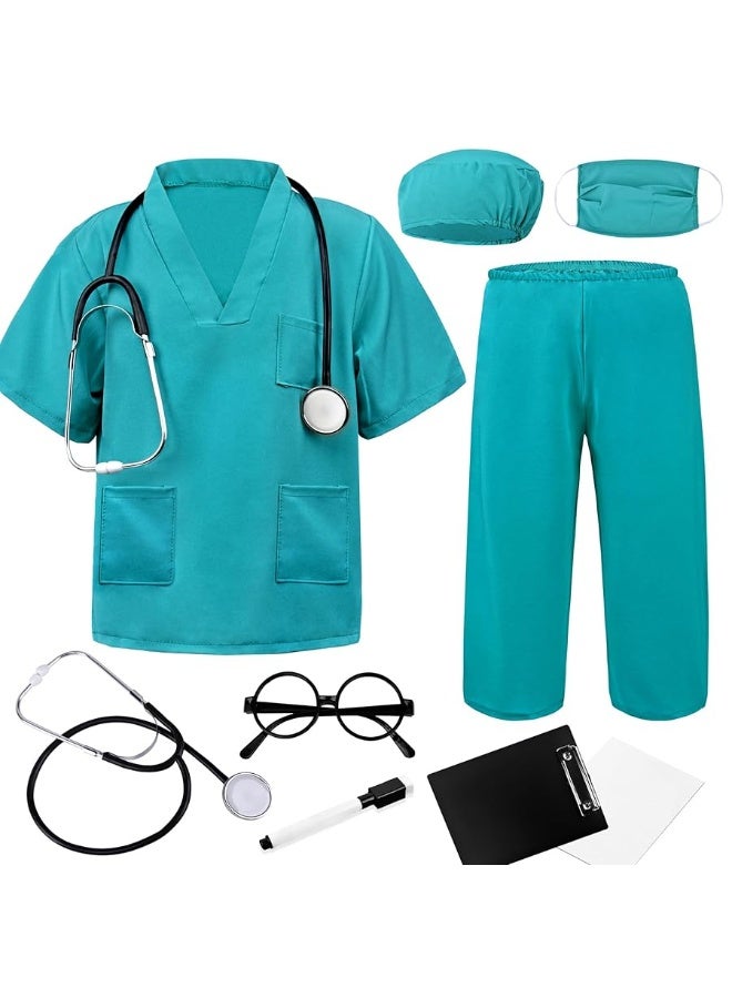 Doctor Scrubs Set,Doctor Kit for Kids,Doctor Costume With Pretend Play Playset for Kids 3-12Years