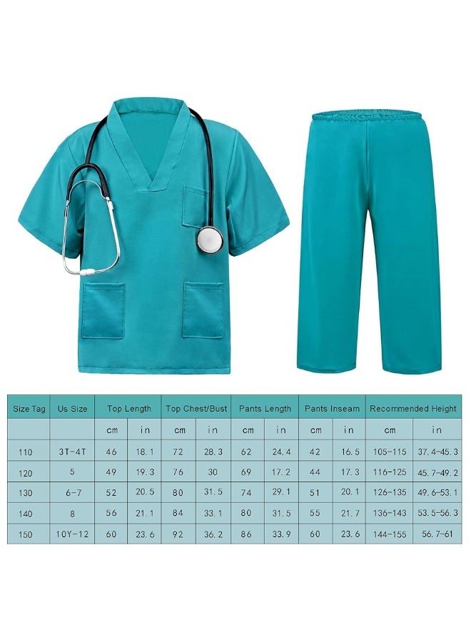 Doctor Scrubs Set,Doctor Kit for Kids,Doctor Costume With Pretend Play Playset for Kids 3-12Years