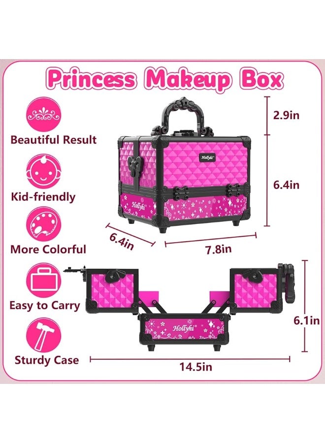 Hollyhi 65 Pcs Kids Makeup Kit for Girl, Washable Play Makeup Toys Set for Dress Up, Pretend Beauty Vanity Set with Cosmetic Case Birthday Toys for Girls 3 4 5 6 7 8 9 10 11 12 Year Old Kids Toddlers