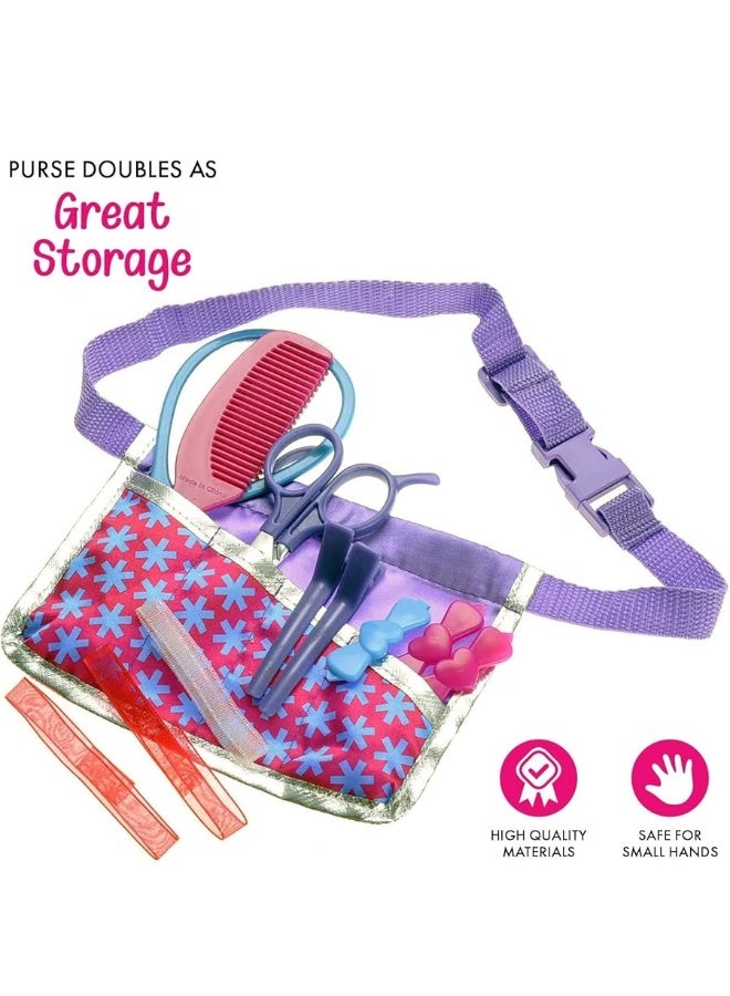 Beauty Hair Stylist Set - Boutique Beauty Salon Fashion Pretend Play Set for Girls with Toy Blow Dryer, Curler, Scissors, Comb, Mirror & Other Styling Tools