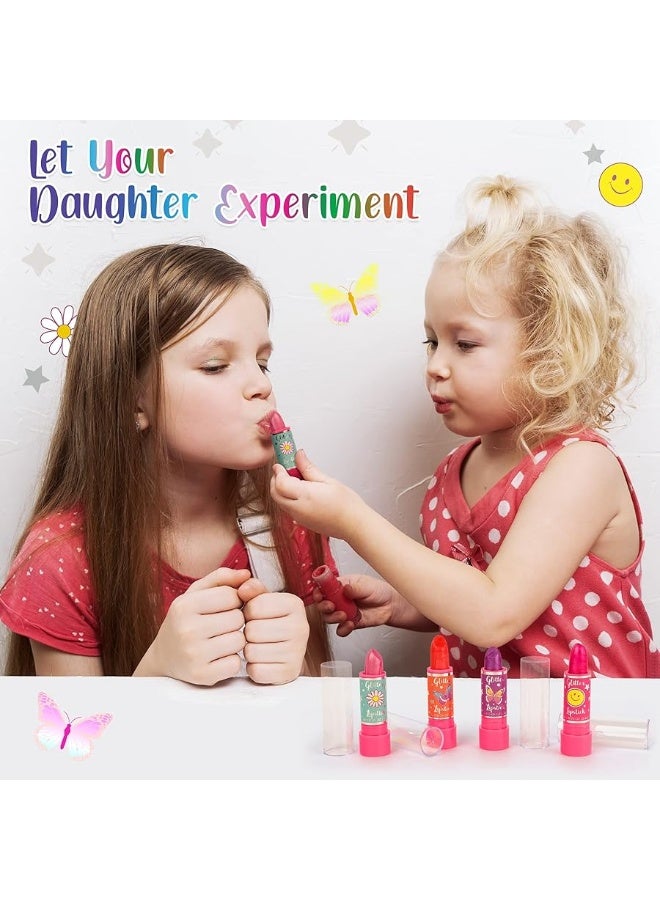 Hot Focus Toddler Makeup Kit - Girls Makeup Kit with Mood Change Lipsticks and Colorful Eyeshadow Palette - Kid-Friendly, Washable Little Girl Makeup & Pretend Play Set (Applicator Included)