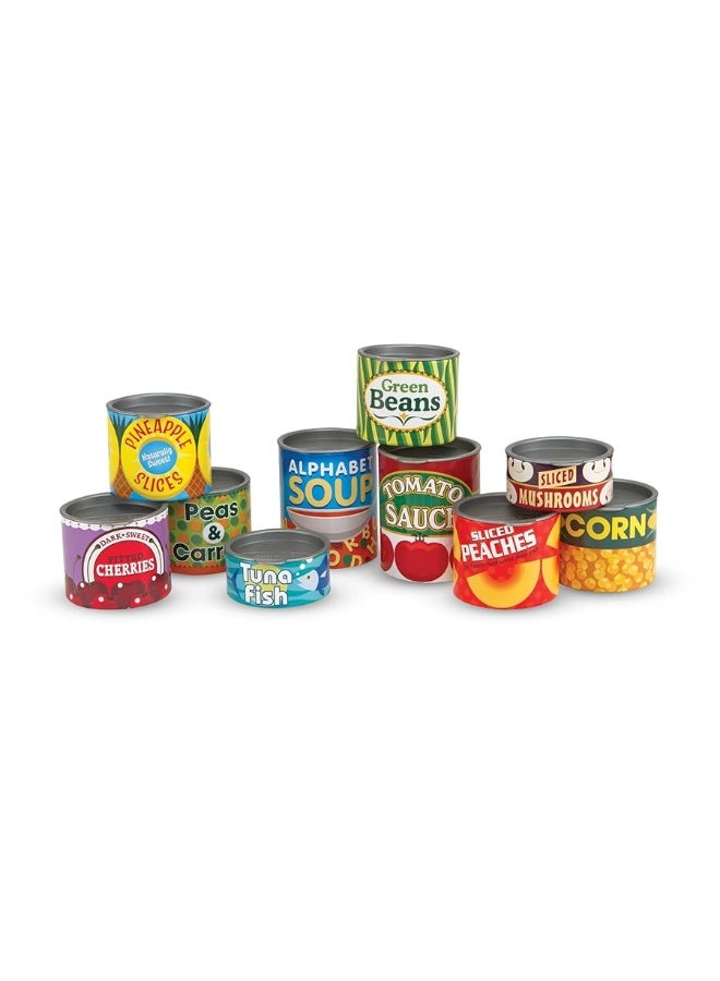 Melissa & Doug Let's Play House! Grocery Cans Play Food Kitchen Accessory ,3+ years- 10 Stackable Cans With Removable Lids