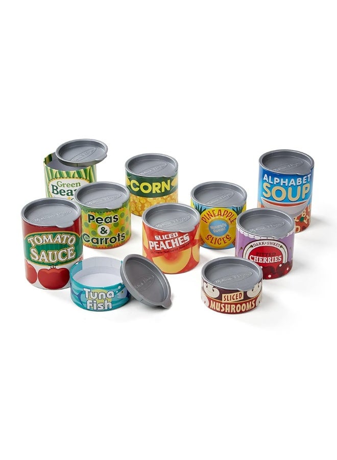 Melissa & Doug Let's Play House! Grocery Cans Play Food Kitchen Accessory ,3+ years- 10 Stackable Cans With Removable Lids