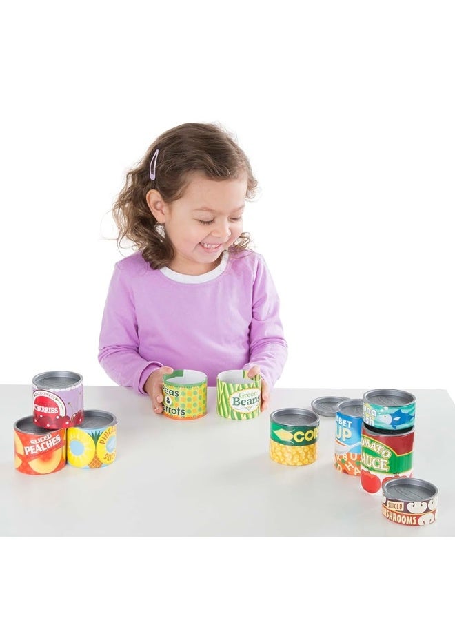 Melissa & Doug Let's Play House! Grocery Cans Play Food Kitchen Accessory ,3+ years- 10 Stackable Cans With Removable Lids