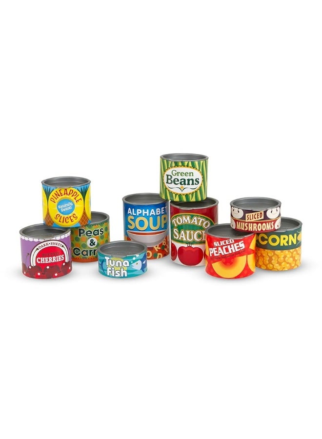 Melissa & Doug Let's Play House! Grocery Cans Play Food Kitchen Accessory ,3+ years- 10 Stackable Cans With Removable Lids