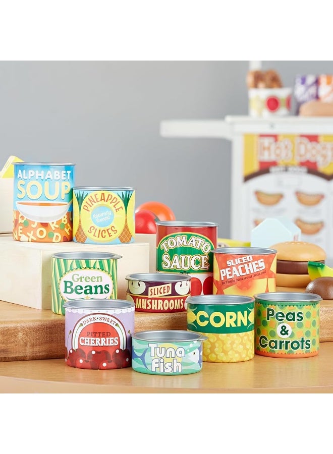 Melissa & Doug Let's Play House! Grocery Cans Play Food Kitchen Accessory ,3+ years- 10 Stackable Cans With Removable Lids