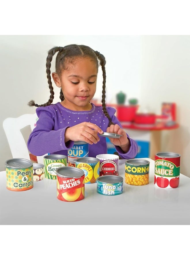 Melissa & Doug Let's Play House! Grocery Cans Play Food Kitchen Accessory ,3+ years- 10 Stackable Cans With Removable Lids