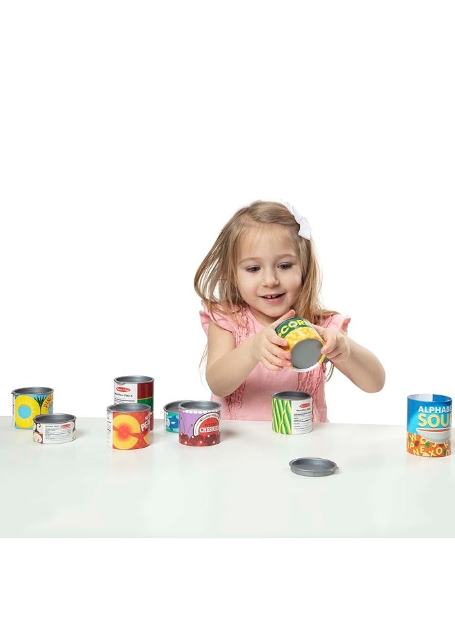 Melissa & Doug Let's Play House! Grocery Cans Play Food Kitchen Accessory ,3+ years- 10 Stackable Cans With Removable Lids