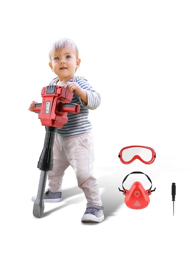 Toy Choi's Kids Jackhammer Toy Drill - Pretend Play Jackhammer with Realistic Sound & Action, Kids Construction Toys for Boys Girls Aged 3-5,4-7