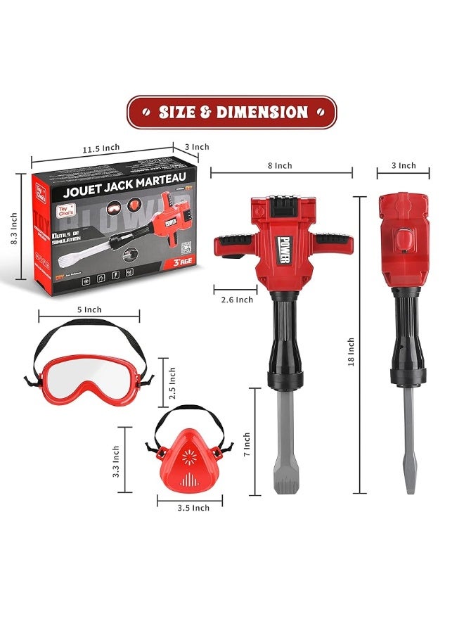 Toy Choi's Kids Jackhammer Toy Drill - Pretend Play Jackhammer with Realistic Sound & Action, Kids Construction Toys for Boys Girls Aged 3-5,4-7