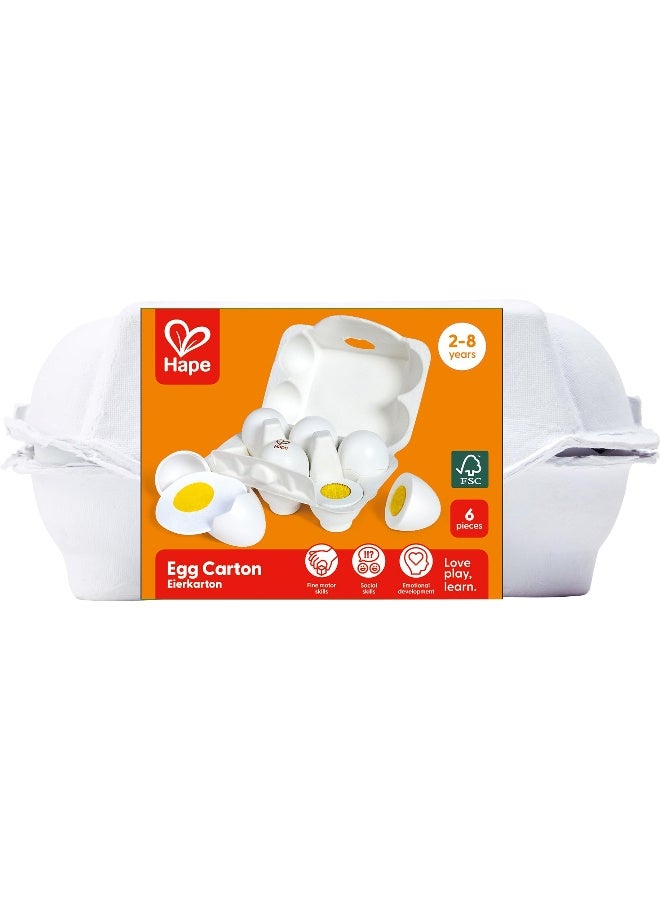 Hape Egg Carton Kitchen Toys Children Play Game Food Toy for Kids Early Development Learning 3Pcs HardBoiled Eggs  3Pcs Fried Eggs