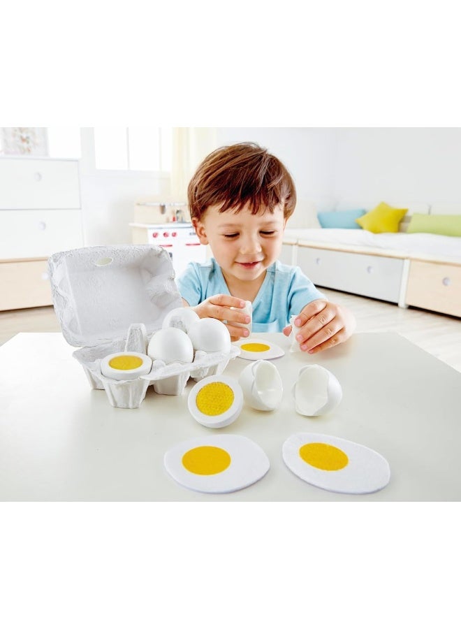 Hape Egg Carton Kitchen Toys Children Play Game Food Toy for Kids Early Development Learning 3Pcs HardBoiled Eggs  3Pcs Fried Eggs