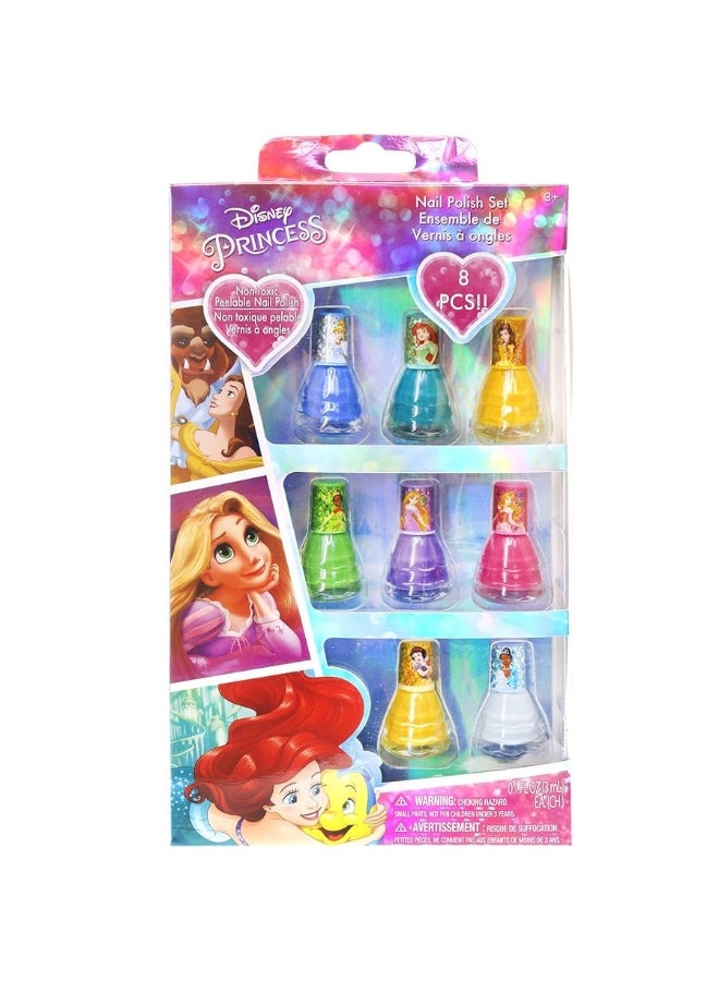 Townleygirl Disney Princess Peel-Off Nail Polish Gift Set for Kids (8), 8Count