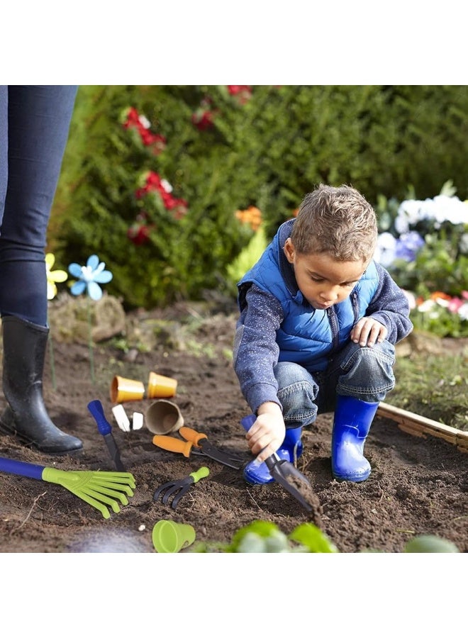 Liberty Imports Pull Along Garden Wagon and Gardening Tools Toy Play Set for Toddlers, Kids with Outdoor Tools, Plant Pots, Accessories