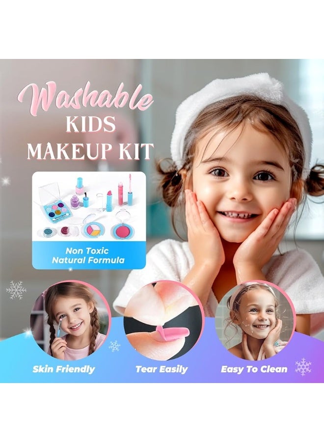 INNOCHEER Kids Makeup Kit for Girl Toys, Frozen Makeup Set for Girls, Real Washable Makeup Kit for Girls, Birthday Christmas Princess Gifts for Girls Kids Toddlers Age 3 4 5 6 7 8 9 10 11 12 Year Old