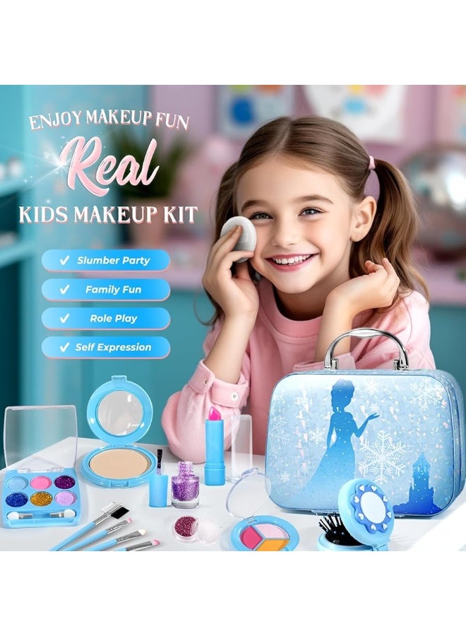 INNOCHEER Kids Makeup Kit for Girl Toys, Frozen Makeup Set for Girls, Real Washable Makeup Kit for Girls, Birthday Christmas Princess Gifts for Girls Kids Toddlers Age 3 4 5 6 7 8 9 10 11 12 Year Old