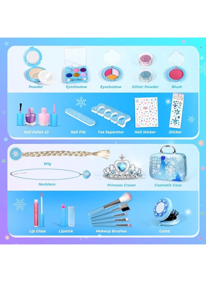 INNOCHEER Kids Makeup Kit for Girl Toys, Frozen Makeup Set for Girls, Real Washable Makeup Kit for Girls, Birthday Christmas Princess Gifts for Girls Kids Toddlers Age 3 4 5 6 7 8 9 10 11 12 Year Old