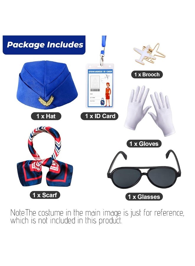 Kids Flight Attendant Accessories Set Stewardess Air Hostess Hat for Girls Career Dress Up Cosplay Halloween Costume
