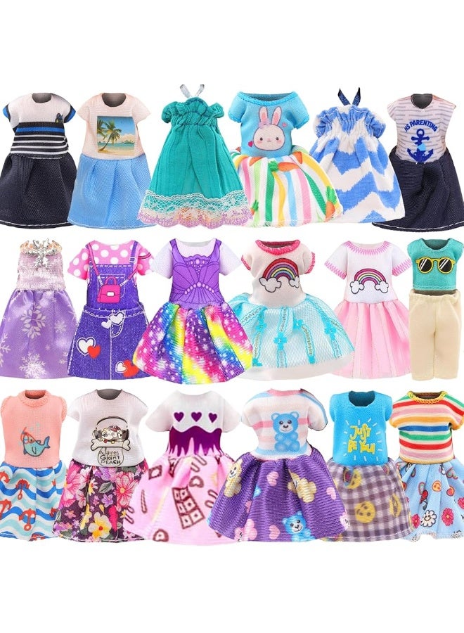 Miunana 12 PCS 5.3 Inch Girl Doll Clothes Dress Outfits and Shoes for Girl Doll Clothing with 2 Pairs of Shoes for 4-6 Inch Girl Dolls Clothes and Accessories Doll Top and Pants