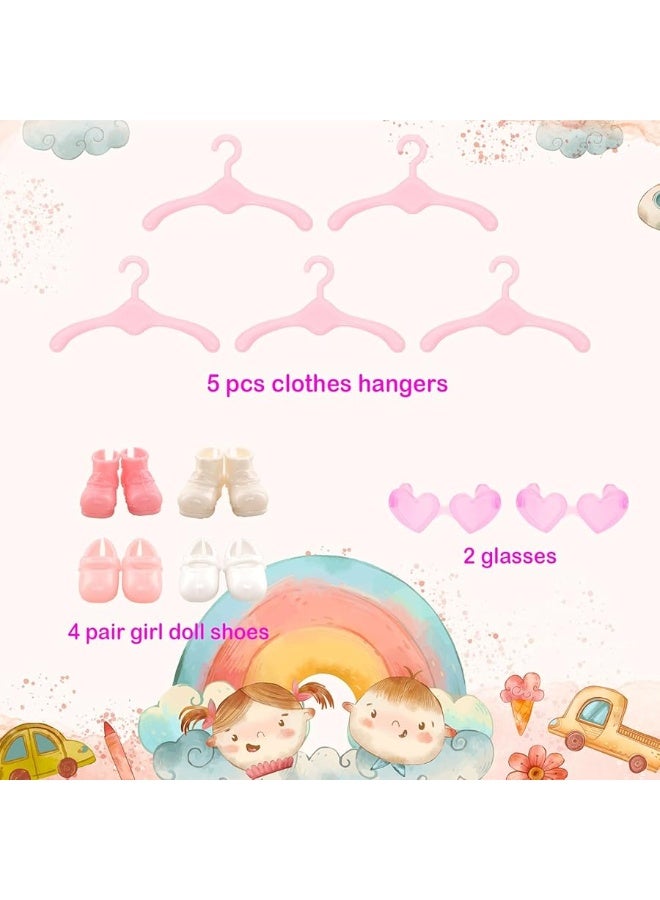 Miunana 12 PCS 5.3 Inch Girl Doll Clothes Dress Outfits and Shoes for Girl Doll Clothing with 2 Pairs of Shoes for 4-6 Inch Girl Dolls Clothes and Accessories Doll Top and Pants