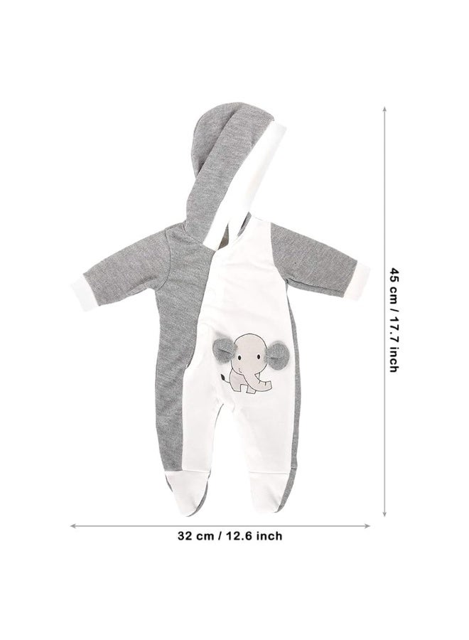 Miunana 13-15 Inch Baby Doll Clothes Elephant Pajamas Outfit 1pcs for New One Year Old 15 Inch Small Baby Doll Clothes Grey and White Doll Pajamas Clothes