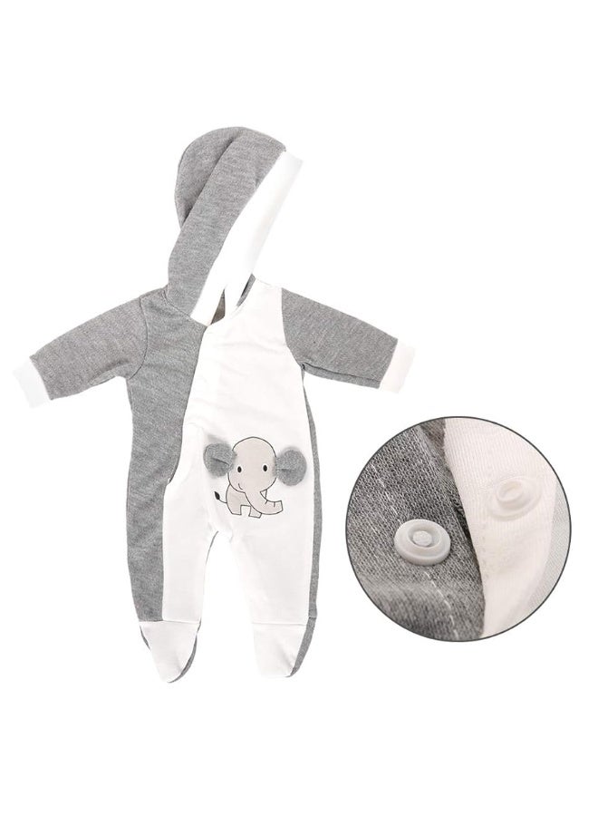 Miunana 13-15 Inch Baby Doll Clothes Elephant Pajamas Outfit 1pcs for New One Year Old 15 Inch Small Baby Doll Clothes Grey and White Doll Pajamas Clothes