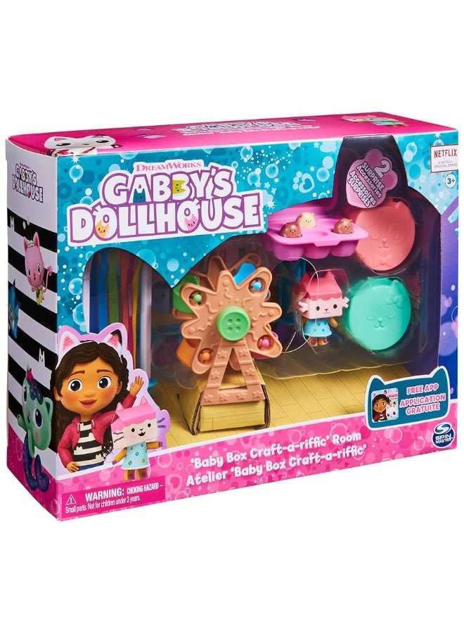 Gabby's Dollhouse, Baby Box Cat Craft-A-Riffic Room with Exclusive Figure, Accessories, Furniture and Dollhouse Delivery, Kids Toys for Ages 3 and up