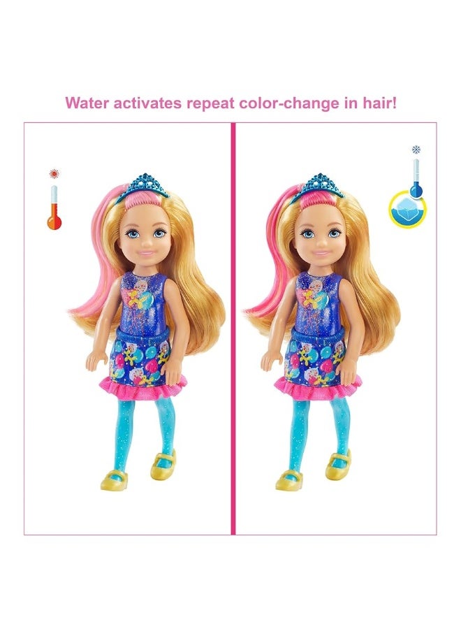 Barbie Chelsea Color Reveal Doll  Accessories 6 Surprises Include Small Doll Clothes  Color Change on Hair Styles May Vary