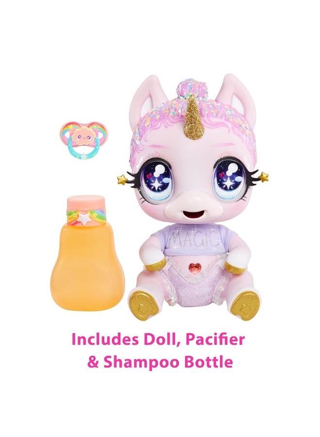 MGA Entertainment Glitter Babyz Jewels Daydreamer Unicorn Baby Doll with Magical Color Changes, Lavender Glitter Hair, â€œMagicâ€ Outfit, Diaper, Shampoo Bottle, Pacifier Accessories Gift, Ages 3 4 5+