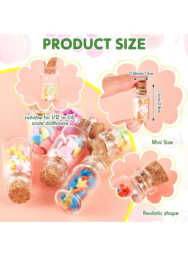 Sumind 50 Pieces Cute Miniature Dollhouse Food Jar Glass Bottle 112 Mini Fruit Simulation Scene Candy Snack Model Game Party Pretend Play Doll House Kitchen Decoration for Dollhouse