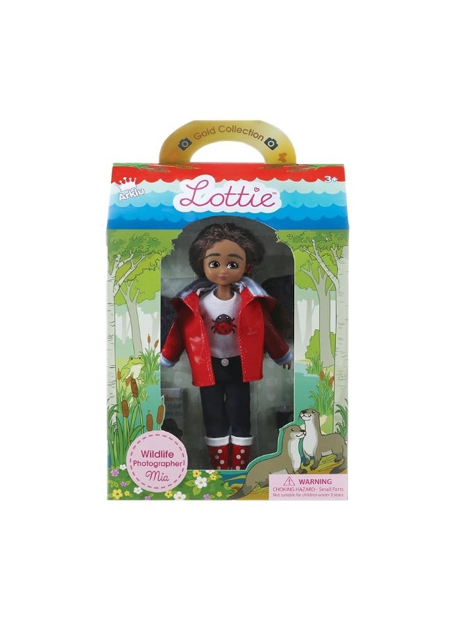 Lottie Doll Wildlife Photographer Doll Mia | Dolls for Girls and Boys | 7 Inch Doll with Brown, Wavy Hair, Brown Eyes & Cochlear Implant