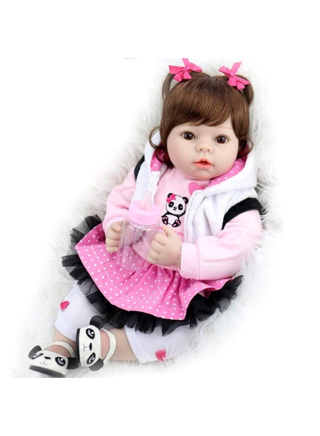 Aori Reborn Baby Dolls - Realistic Baby Doll 22 inch Lifelike Newborn Baby Girl Doll with Panda Theme Gift Set