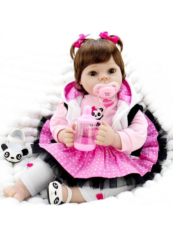 Aori Reborn Baby Dolls - Realistic Baby Doll 22 inch Lifelike Newborn Baby Girl Doll with Panda Theme Gift Set