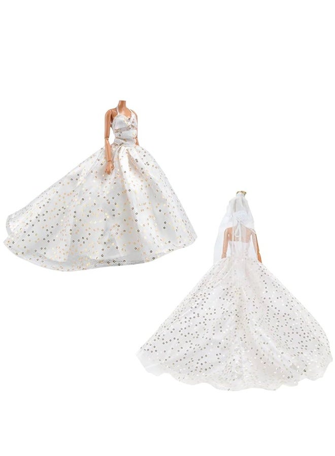 ETING 2 pcs Beautiful Bride Clothing Party Ball Dresses for Girl Dolls