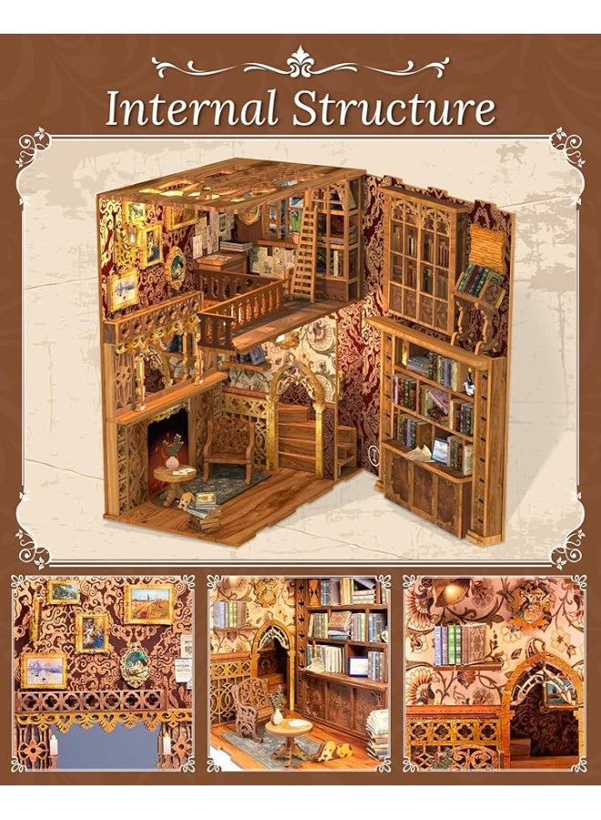 CUTEBEE Book Nook Kit - DIY Miniature House Dollhouse Kit for Adult and Teens, Booknook Bookshelf Decor Alley Model Build with LED Light, Gifts for Family and Friends (Eternal Bookstore)