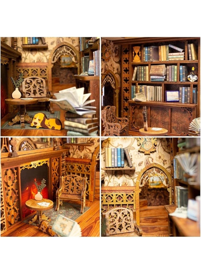 CUTEBEE Book Nook Kit - DIY Miniature House Dollhouse Kit for Adult and Teens, Booknook Bookshelf Decor Alley Model Build with LED Light, Gifts for Family and Friends (Eternal Bookstore)