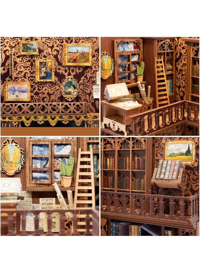 CUTEBEE Book Nook Kit - DIY Miniature House Dollhouse Kit for Adult and Teens, Booknook Bookshelf Decor Alley Model Build with LED Light, Gifts for Family and Friends (Eternal Bookstore)