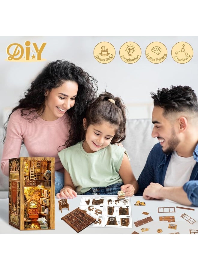 CUTEBEE Book Nook Kit - DIY Miniature House Dollhouse Kit for Adult and Teens, Booknook Bookshelf Decor Alley Model Build with LED Light, Gifts for Family and Friends (Eternal Bookstore)