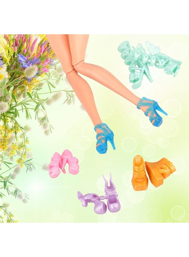 Miunana 50 Pairs Doll Shoes High Heel Shoes Doll Boots Flat Shoes Set for 115 inch Girl Dolls Fashionista Shoe Lots