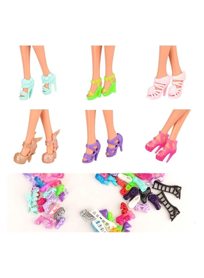 Miunana 50 Pairs Doll Shoes High Heel Shoes Doll Boots Flat Shoes Set for 115 inch Girl Dolls Fashionista Shoe Lots