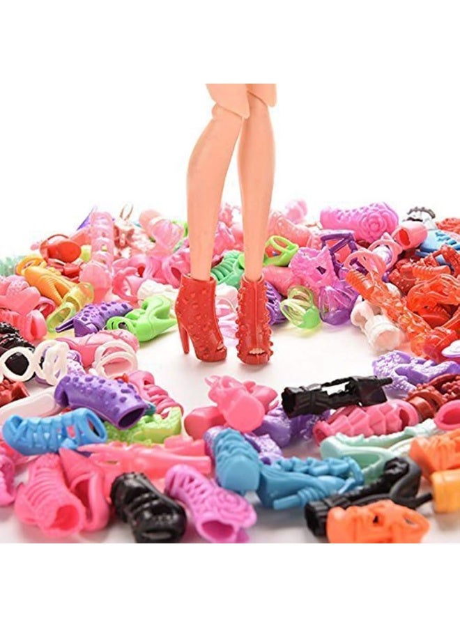 Miunana 50 Pairs Doll Shoes High Heel Shoes Doll Boots Flat Shoes Set for 115 inch Girl Dolls Fashionista Shoe Lots