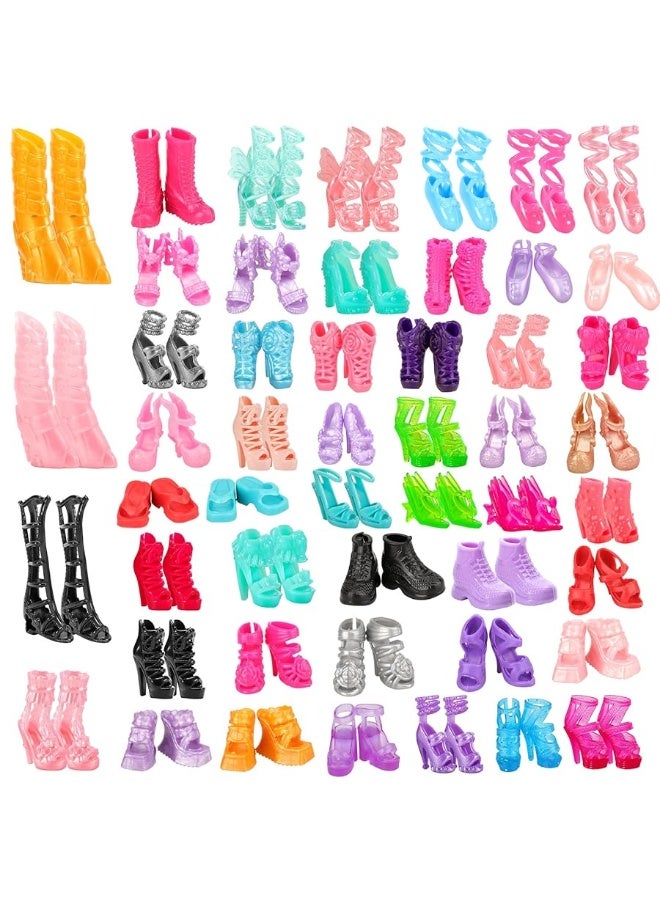 Miunana 50 Pairs Doll Shoes High Heel Shoes Doll Boots Flat Shoes Set for 115 inch Girl Dolls Fashionista Shoe Lots