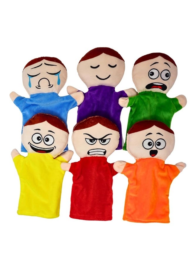 6 Pack Feeling Hand Puppets for Kids with 6 Emotions, with Moveable Arms, Soft Plush Hand Puppets for Toddlers, Early Education Toys, Social Emotional Learning Activities by 4E's Novelty
