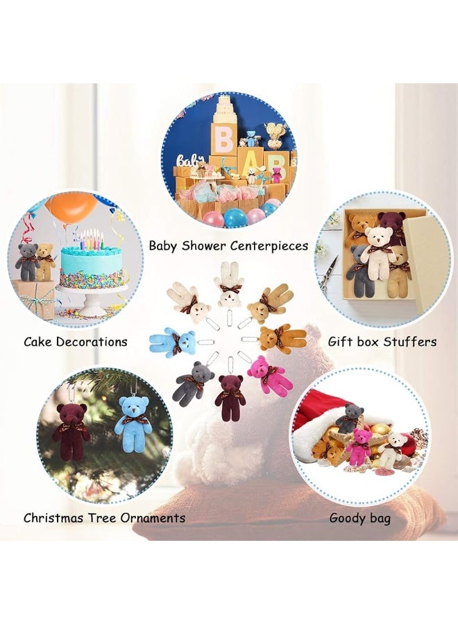 Skylety 24 Pcs Mini Bears 4.7 Inch Tiny Doll Bulk Stuffed Bears Keychain for Graduation Birthday Baby Shower Party Favor(Bright Colors, Classic Style)